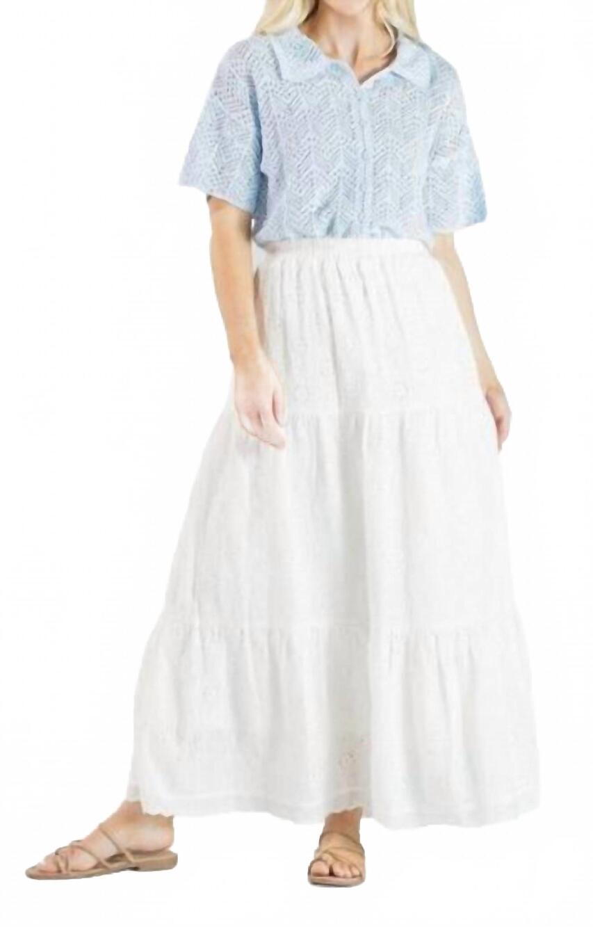 NEW SIMPLY SOUTHERN tiered maxi skirt in white - Picture 1 of 1